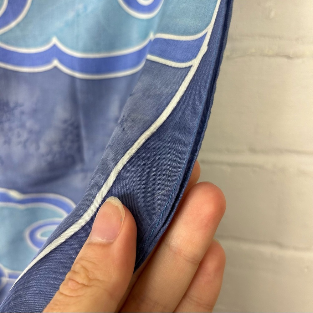 Vintage Blue Patterned Scarf - Picture 3 of 4